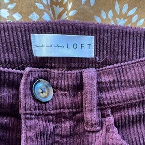 Burgundy Corduroy Straight Pants, loft size 28